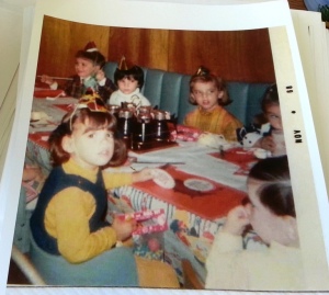 Celebrating my 4th birthday with my first cousin (the cutie with the blond hair) and friends